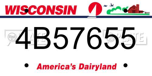 4B57655 Wisconsin License Plate