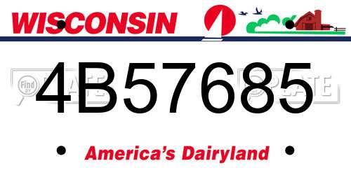 4B57685 Wisconsin License Plate