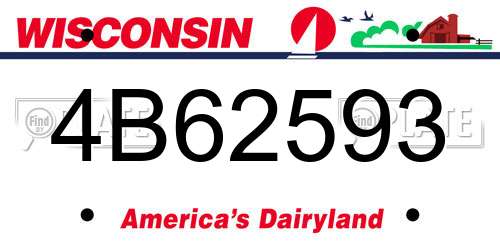 4B62593 Wisconsin License Plate