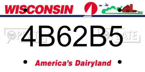 4B62B5 Wisconsin License Plate