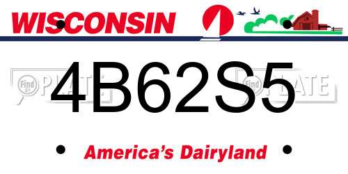 4B62S5 Wisconsin License Plate
