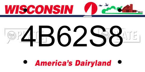 4B62S8 Wisconsin License Plate