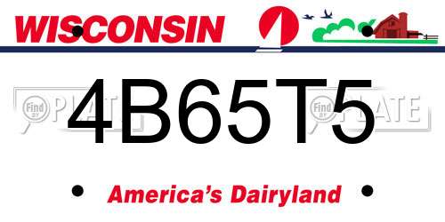 4B65T5 Wisconsin License Plate