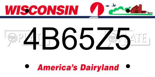 4B65Z5 Wisconsin License Plate