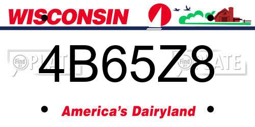 4B65Z8 Wisconsin License Plate