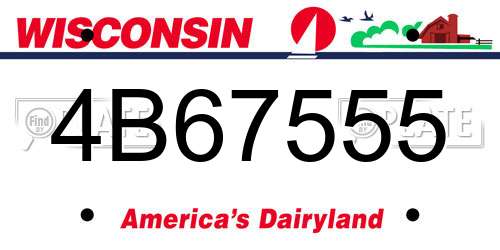 4B67555 Wisconsin License Plate