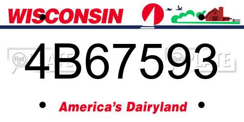 4B67593 Wisconsin License Plate