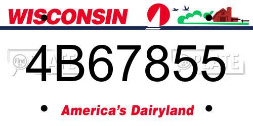 4B67855 Wisconsin License Plate