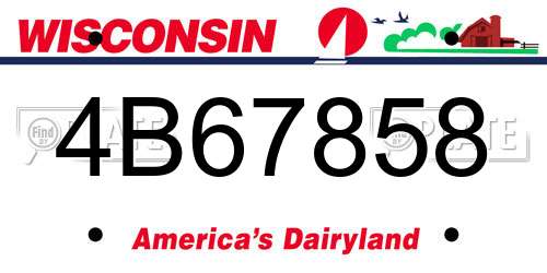 4B67858 Wisconsin License Plate