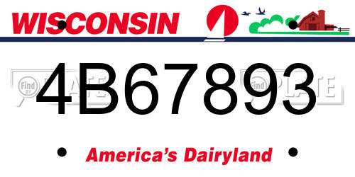 4B67893 Wisconsin License Plate