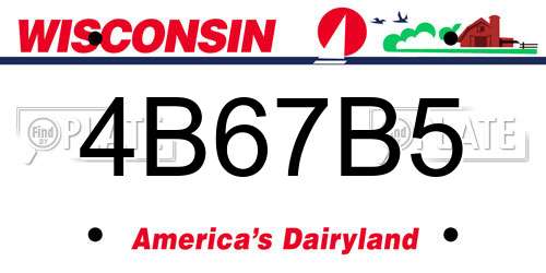 4B67B5 Wisconsin License Plate