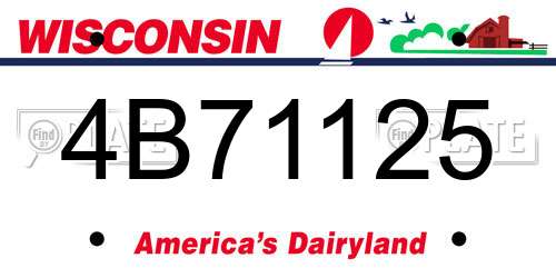 4B71125 Wisconsin License Plate
