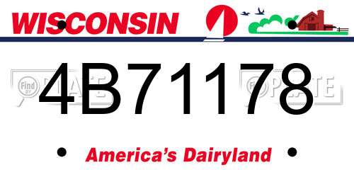 4B71178 Wisconsin License Plate