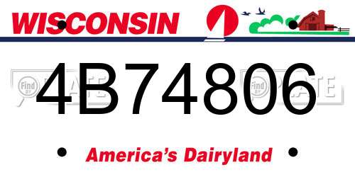 4B74806 Wisconsin License Plate