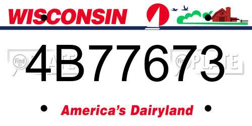 4B77673 Wisconsin License Plate