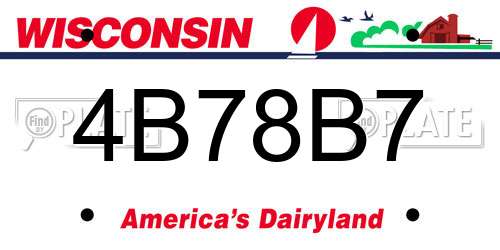4B78B7 Wisconsin License Plate