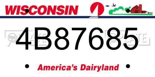 4B87685 Wisconsin License Plate