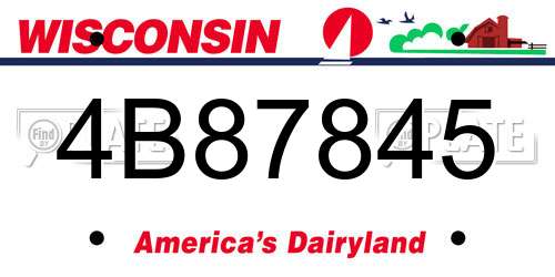 4B87845 Wisconsin License Plate
