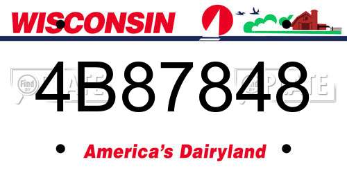 4B87848 Wisconsin License Plate