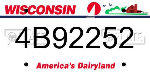 4B92252 Wisconsin License Plate