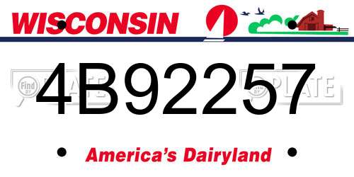 4B92257 Wisconsin License Plate