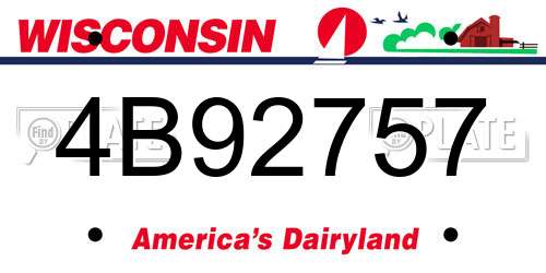 4B92757 Wisconsin License Plate