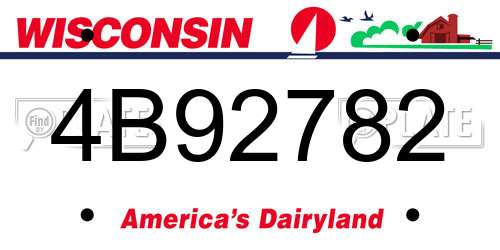4B92782 Wisconsin License Plate