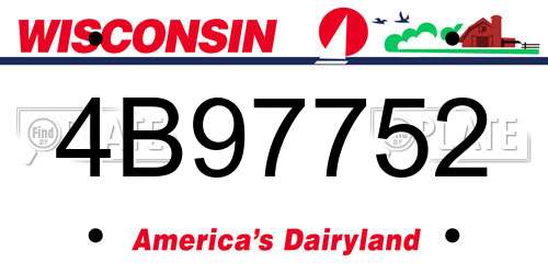 4B97752 Wisconsin License Plate