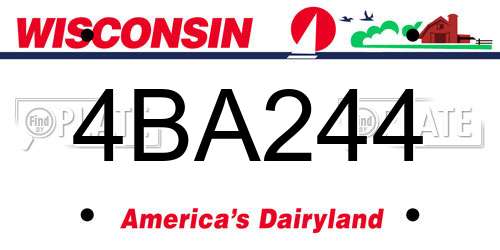 4BA244 Wisconsin License Plate