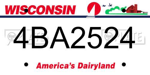 4BA2524 Wisconsin License Plate