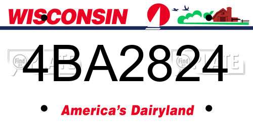 4BA2824 Wisconsin License Plate