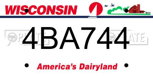 4BA744 Wisconsin License Plate