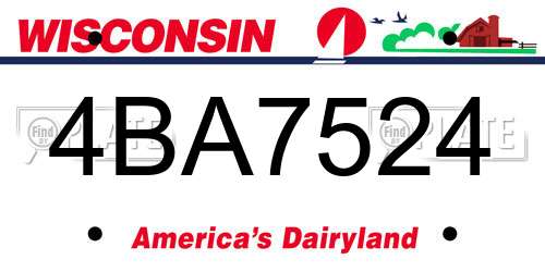 4BA7524 Wisconsin License Plate