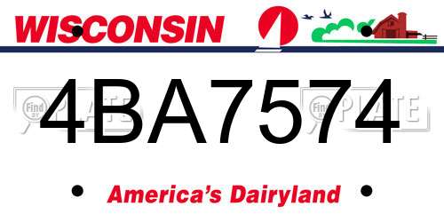 4BA7574 Wisconsin License Plate