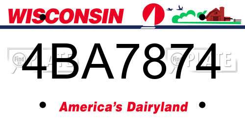 4BA7874 Wisconsin License Plate