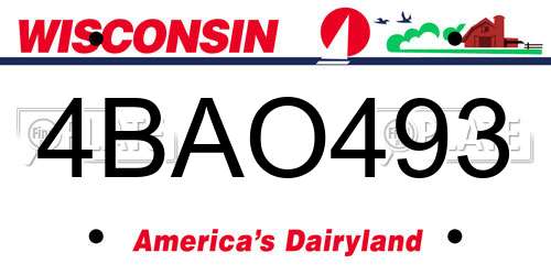 4BAO493 Wisconsin License Plate