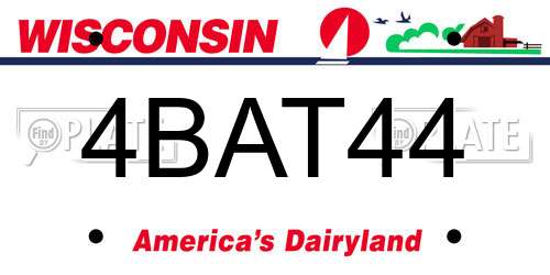 4BAT44 Wisconsin License Plate