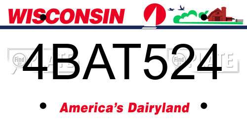 4BAT524 Wisconsin License Plate