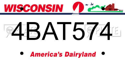 4BAT574 Wisconsin License Plate
