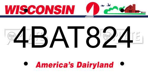 4BAT824 Wisconsin License Plate