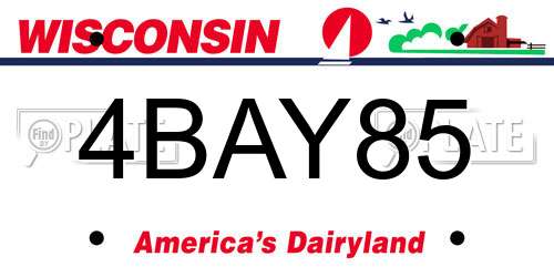 4BAY85 Wisconsin License Plate