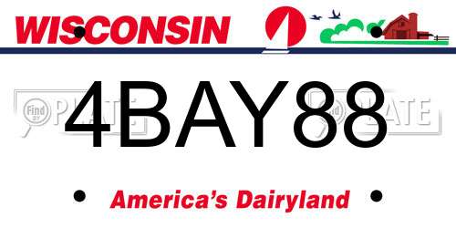 4BAY88 Wisconsin License Plate