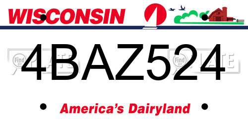 4BAZ524 Wisconsin License Plate