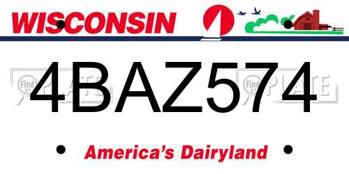 4BAZ574 Wisconsin License Plate