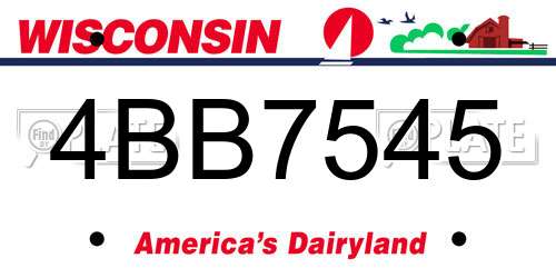 4BB7545 Wisconsin License Plate