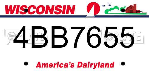4BB7655 Wisconsin License Plate