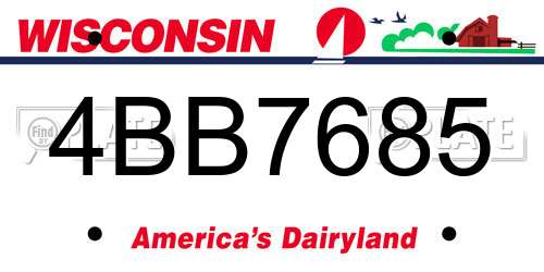 4BB7685 Wisconsin License Plate