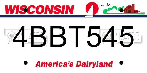 4BBT545 Wisconsin License Plate
