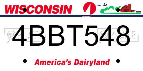 4BBT548 Wisconsin License Plate