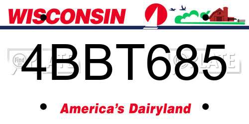 4BBT685 Wisconsin License Plate